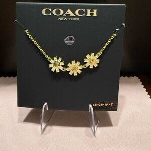 NEW COACH New York Triple Daisy Logo Dainty Gold Tone Adjustable Bracelet